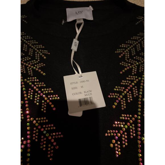 Liv Milano Soft Compression Rhinestone Top NWT Medium - Picture 3 of 7